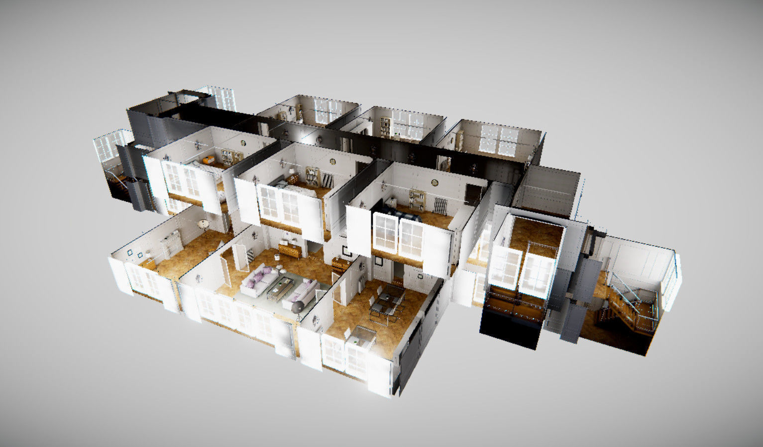 HQ Modular Modern Interior Low-poly 3D model_12