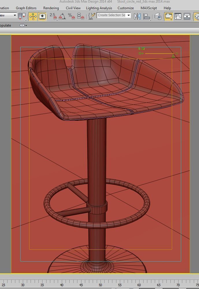 fjord Stool circle green revolving 3D model_9