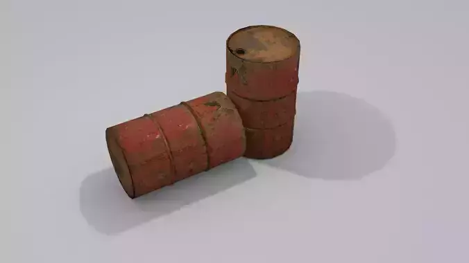 Bareel low poly two wooden barrels