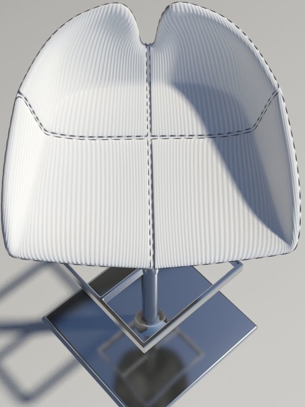 Stool square white revolving 3D model_9