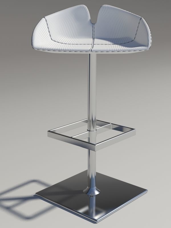 Stool square white revolving 3D model_6