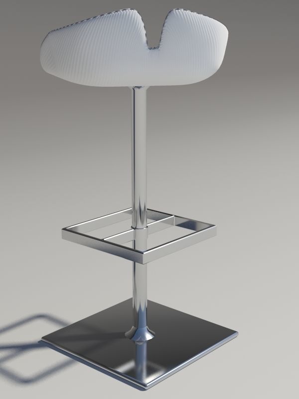 Stool square white revolving 3D model_3