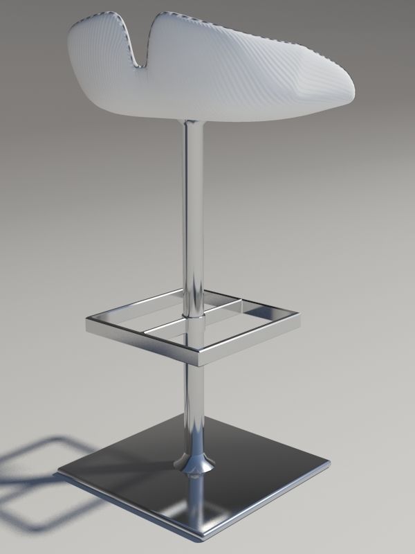 Stool square white revolving 3D model_2