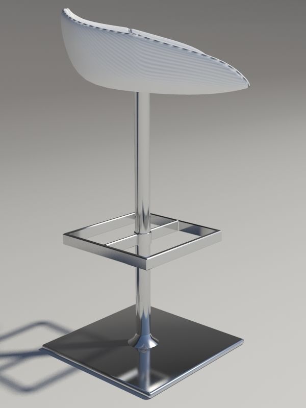 Stool square white revolving 3D model_1