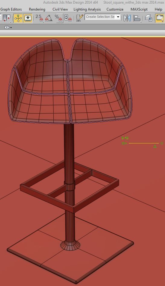 Stool square white revolving 3D model_10