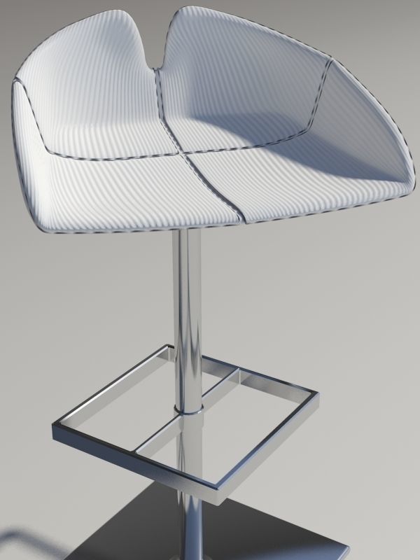 Stool square white revolving 3D model_8