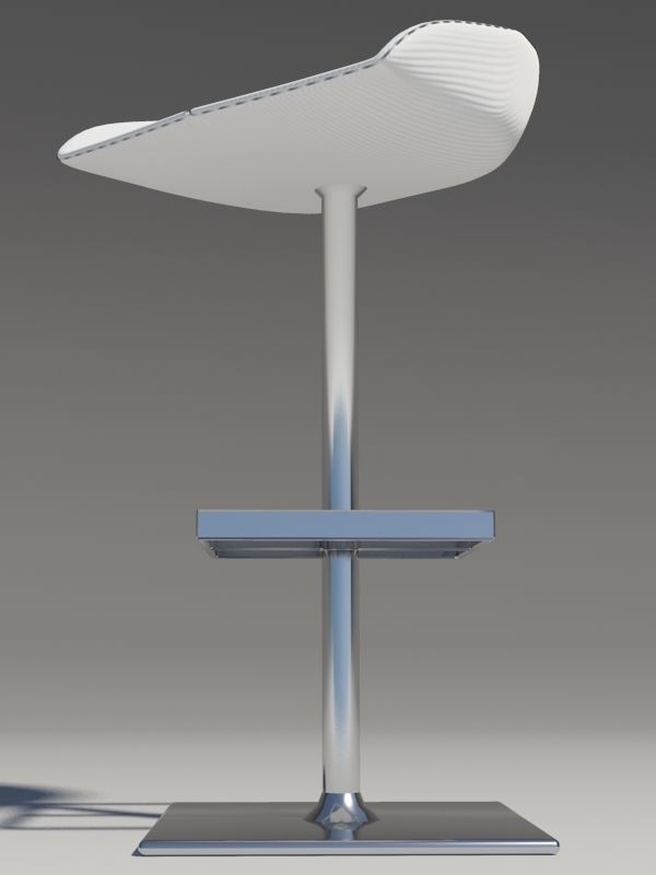 Stool square white revolving 3D model_7