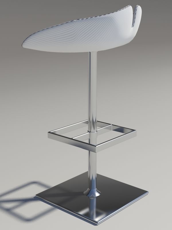 Stool square white revolving 3D model_4
