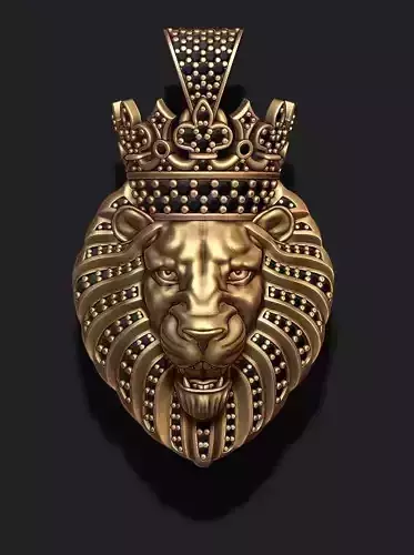 Lion pendant with diamonds and crown  015
