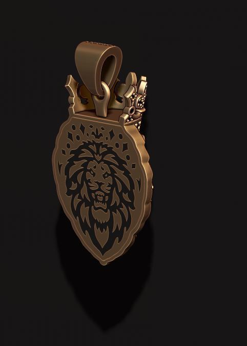 Lion pendant with diamonds and crown  015 3D print model_3