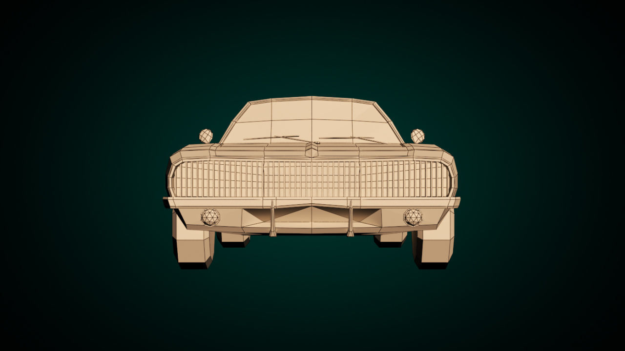 Low Poly Muscle Car 04 Low-poly 3D model_9