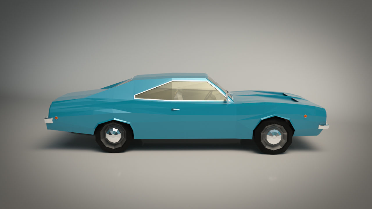 Low Poly Muscle Car 04 Low-poly 3D model_7