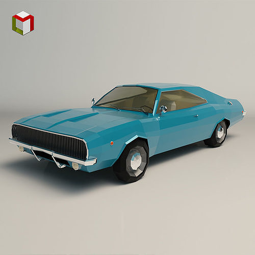 Low Poly Muscle Car 04 Low-poly 3D model