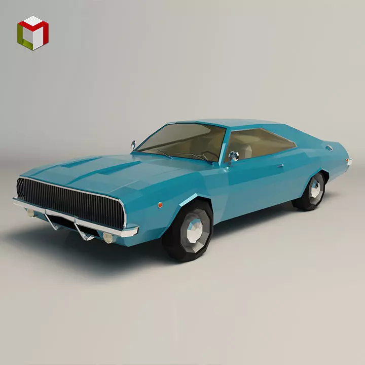 Low Poly Muscle Car 04 Low-poly 3D model_0