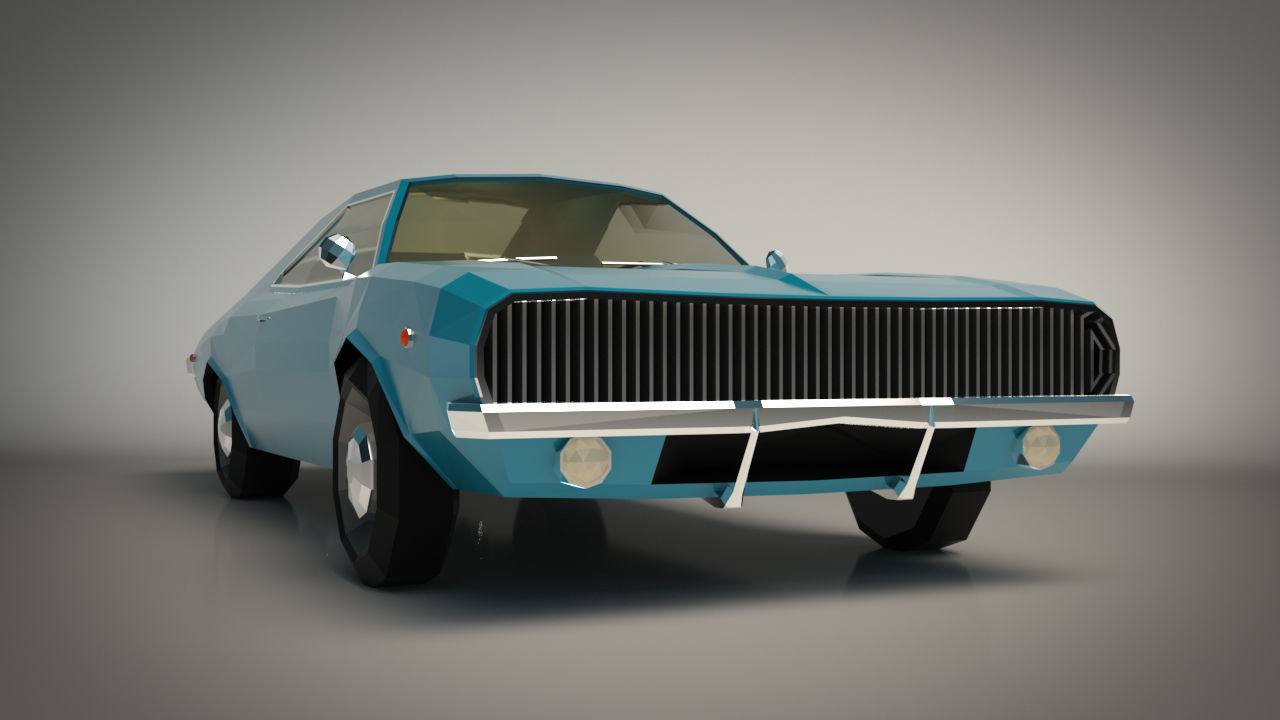 Low Poly Muscle Car 04 Low-poly 3D model_6