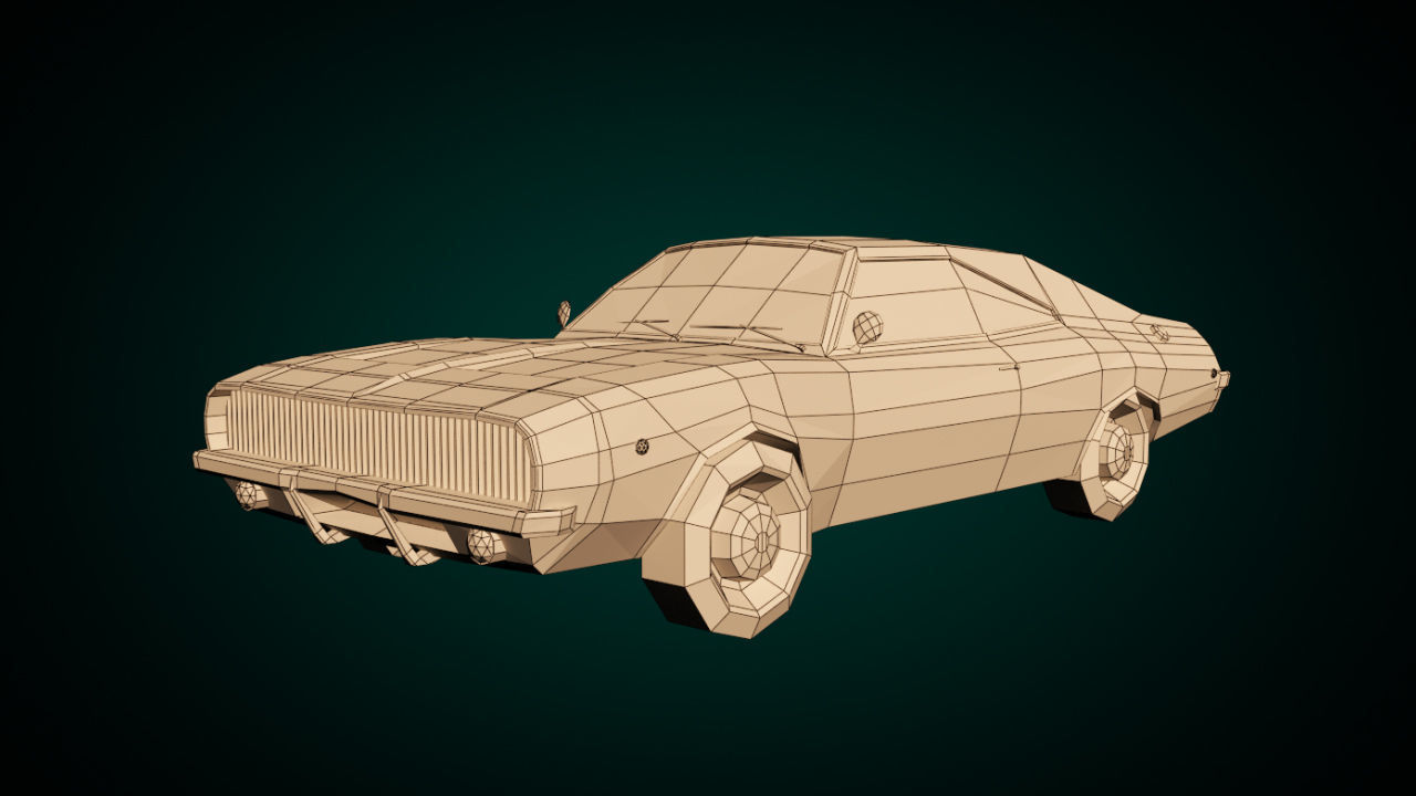 Low Poly Muscle Car 04 Low-poly 3D model_8