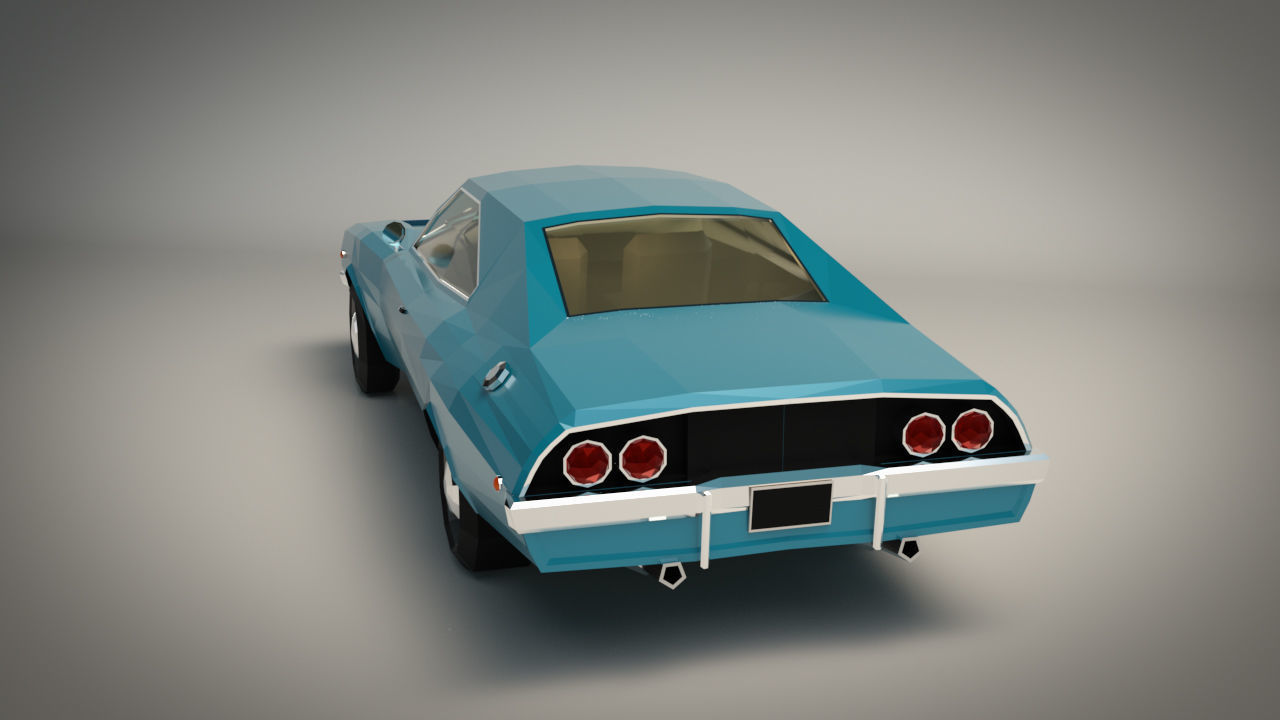 Low Poly Muscle Car 04 Low-poly 3D model_3