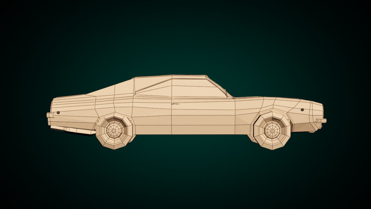 Low Poly Muscle Car 04 Low-poly 3D model_10