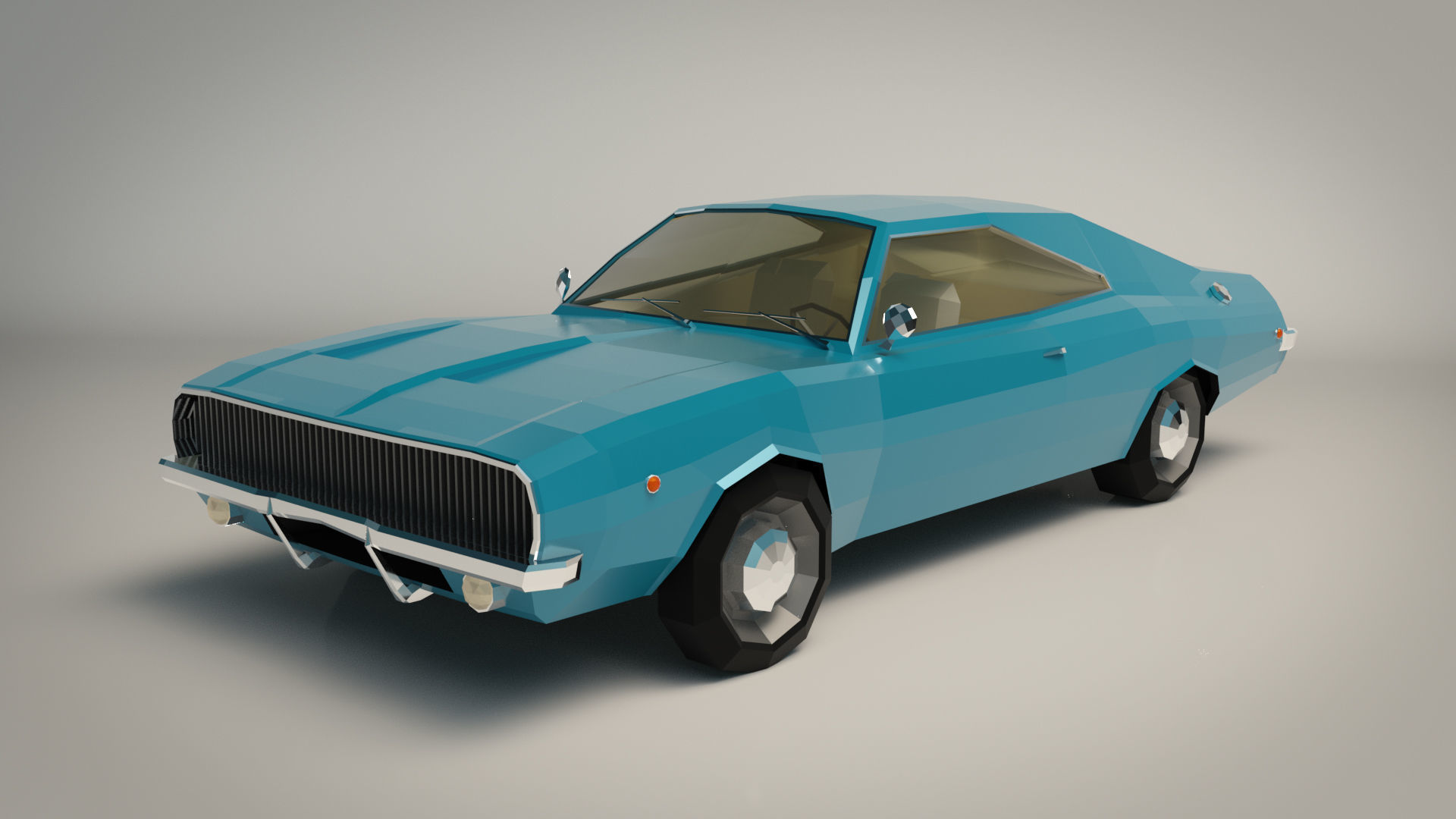 Low Poly Muscle Car 04 Low-poly 3D model_2
