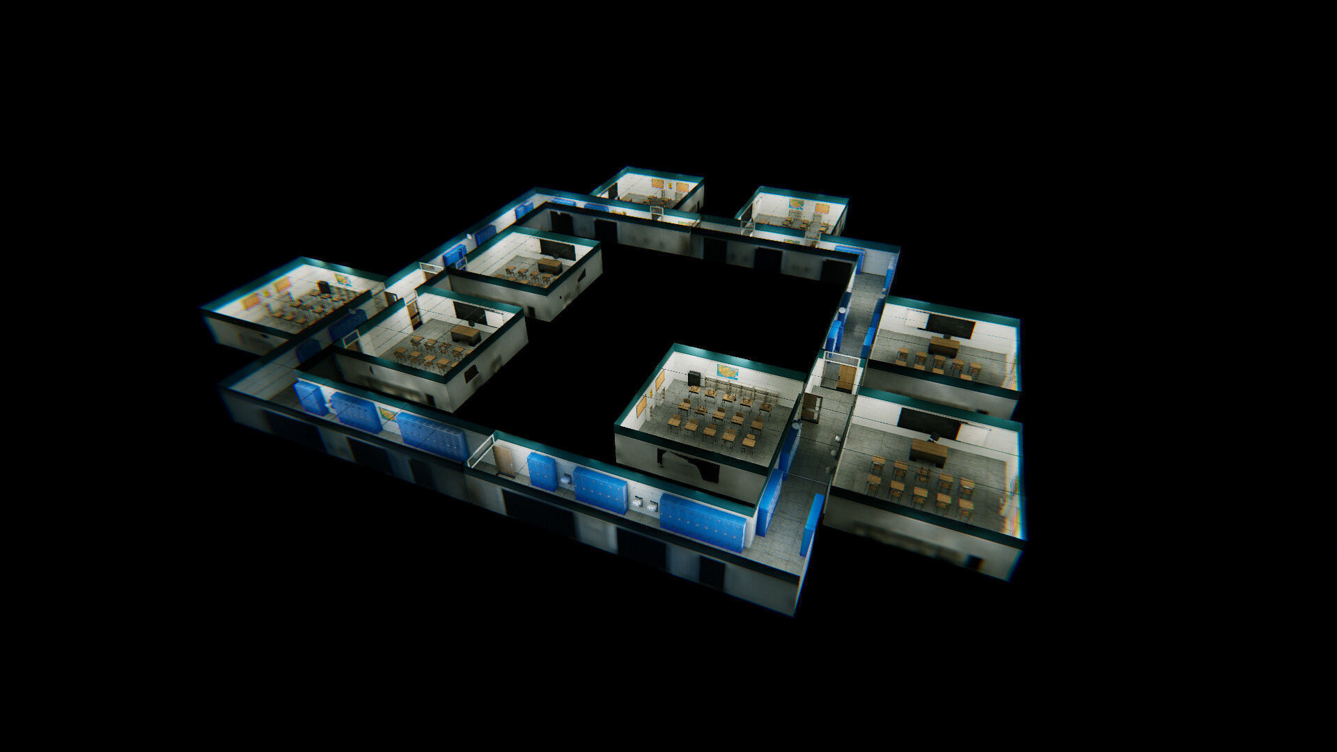 HQ Modular Interior School Low-poly 3D model_14