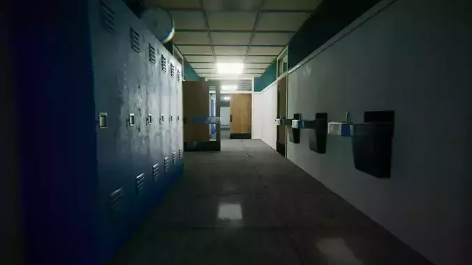 HQ Modular Interior School Low-poly 3D model