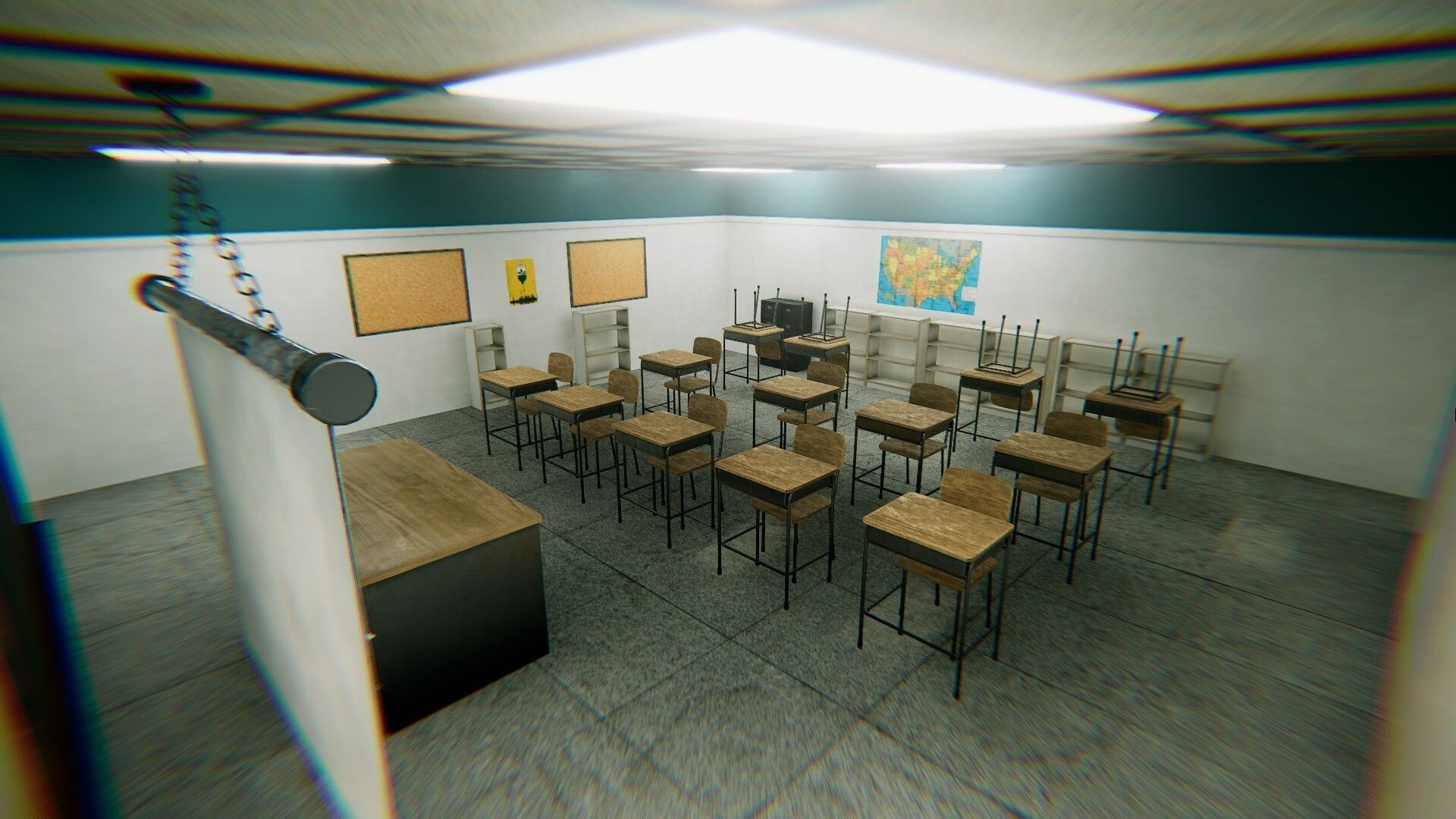 HQ Modular Interior School Low-poly 3D model_6