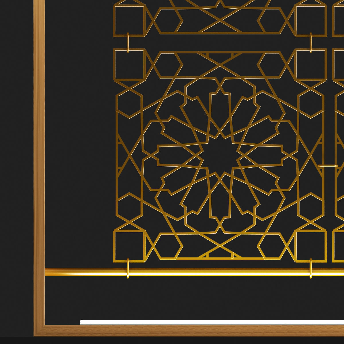 Metal Decorative Orient Fence Free 3D model_3