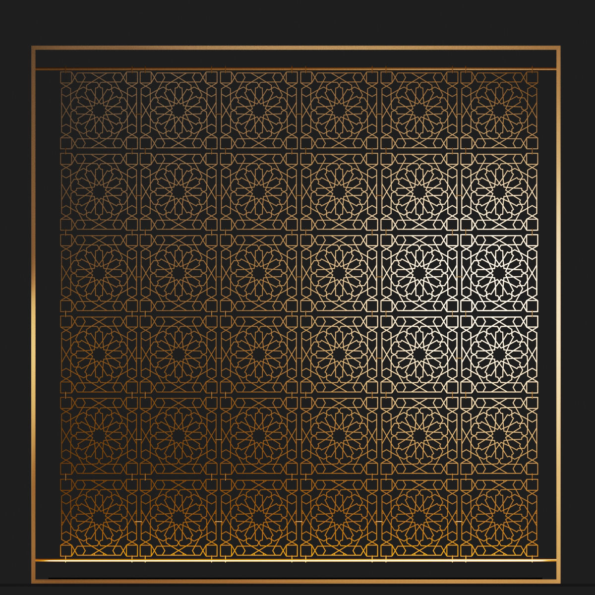 Metal Decorative Orient Fence Free 3D model_1