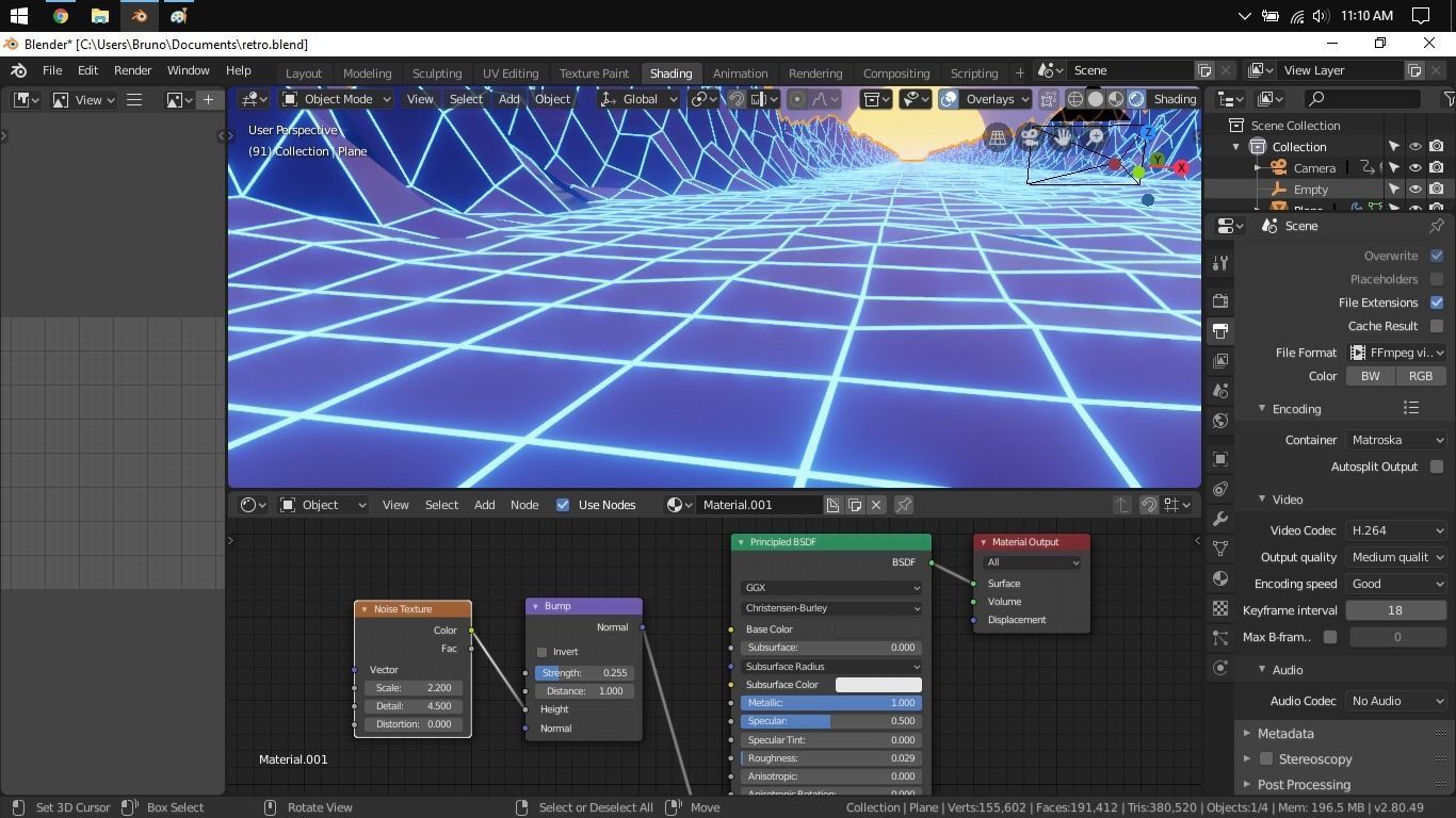 Retrowave 80s style 3D Scene Blender EEVEE Low-poly 3D model_4
