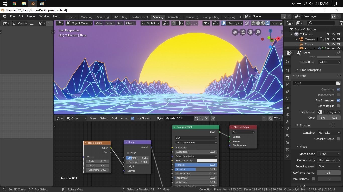 Retrowave 80s style 3D Scene Blender EEVEE Low-poly 3D model_6