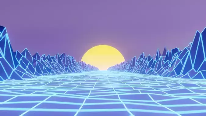 Retrowave 80s style 3D Scene Blender EEVEE Low-poly 3D model Retrowave 80s style 3D Scene Blender EEVEE Low-poly 3D model