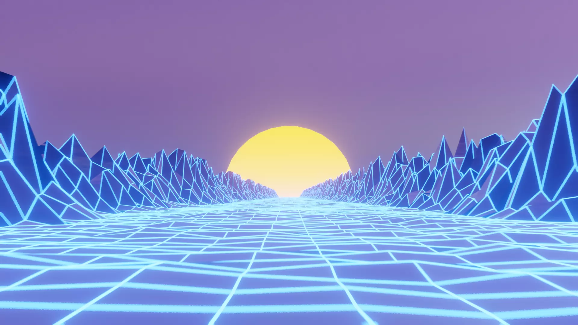 Retrowave 80s style 3D Scene Blender EEVEE Low-poly 3D model_0