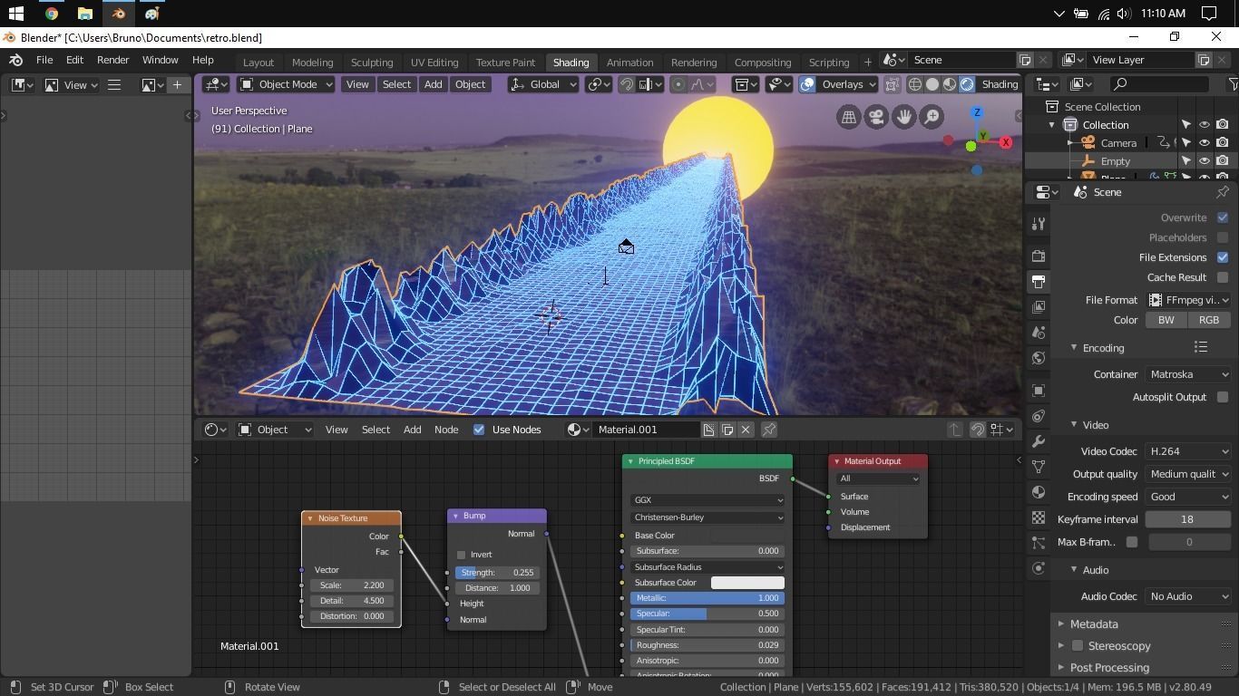 Retrowave 80s style 3D Scene Blender EEVEE Low-poly 3D model_2