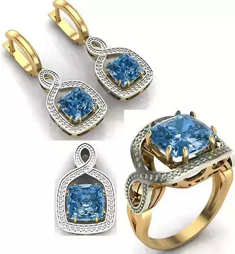 WOMAN SET RING EARRINGS AND PENDANT