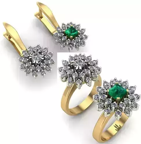 WOMAN SET RING AND EARRINGS