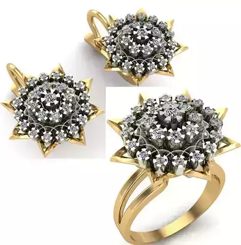 WOMAN SET RING AND EARRINGS