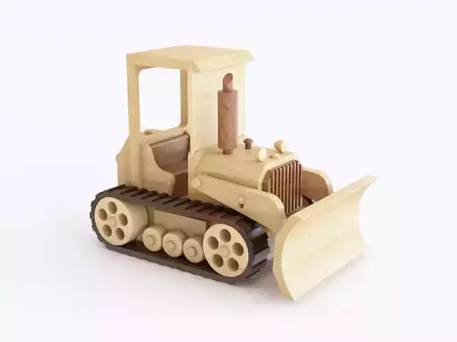 Wooden toy bulldozer 02