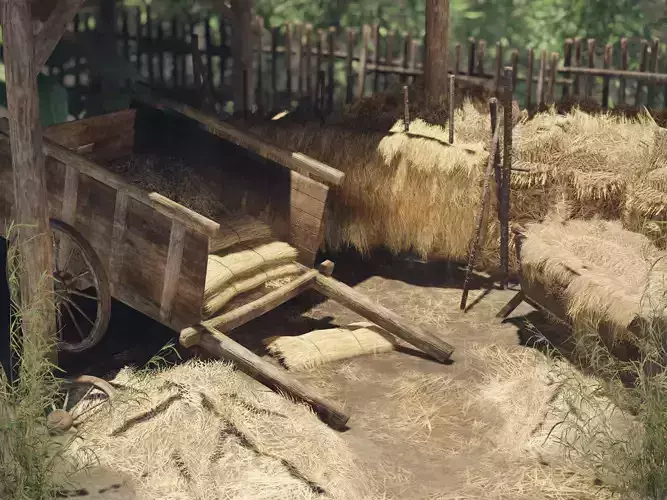 Hay and Haystack Props - PBR and Game Ready Low-poly 3D model