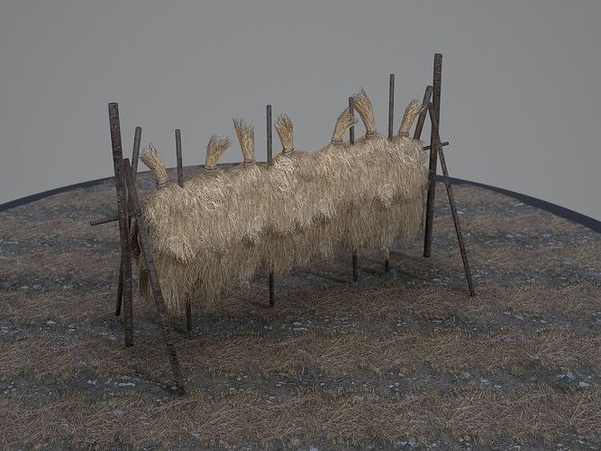 Hay and Haystack Props - PBR and Game Ready Low-poly 3D model 2