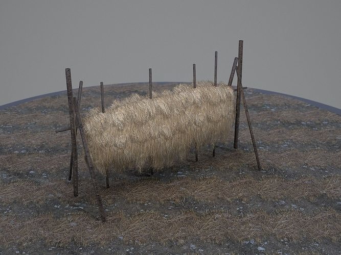 Hay and Haystack Props - PBR and Game Ready Low-poly 3D model 6