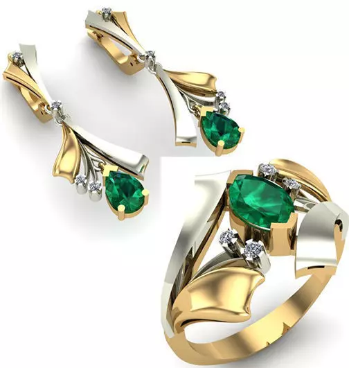 WOMAN SET RING AND EARRINGS 3D Model Collection_0