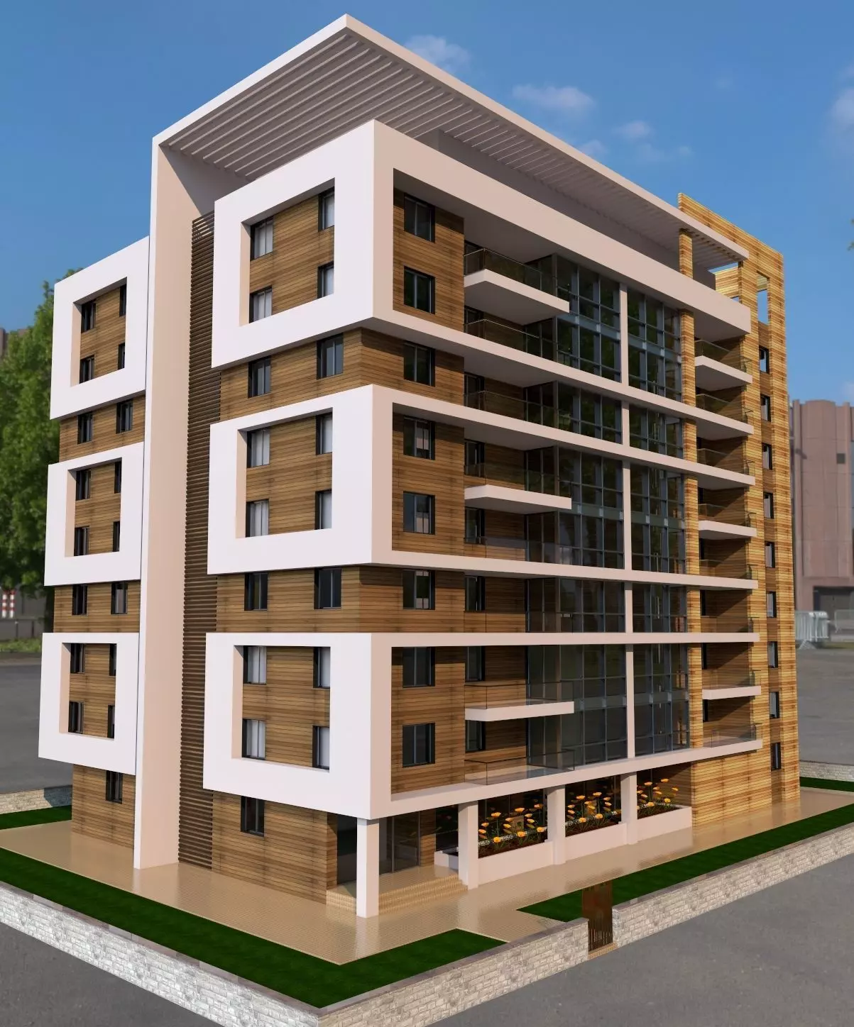 APARTMENT modern building Free 3D model_0