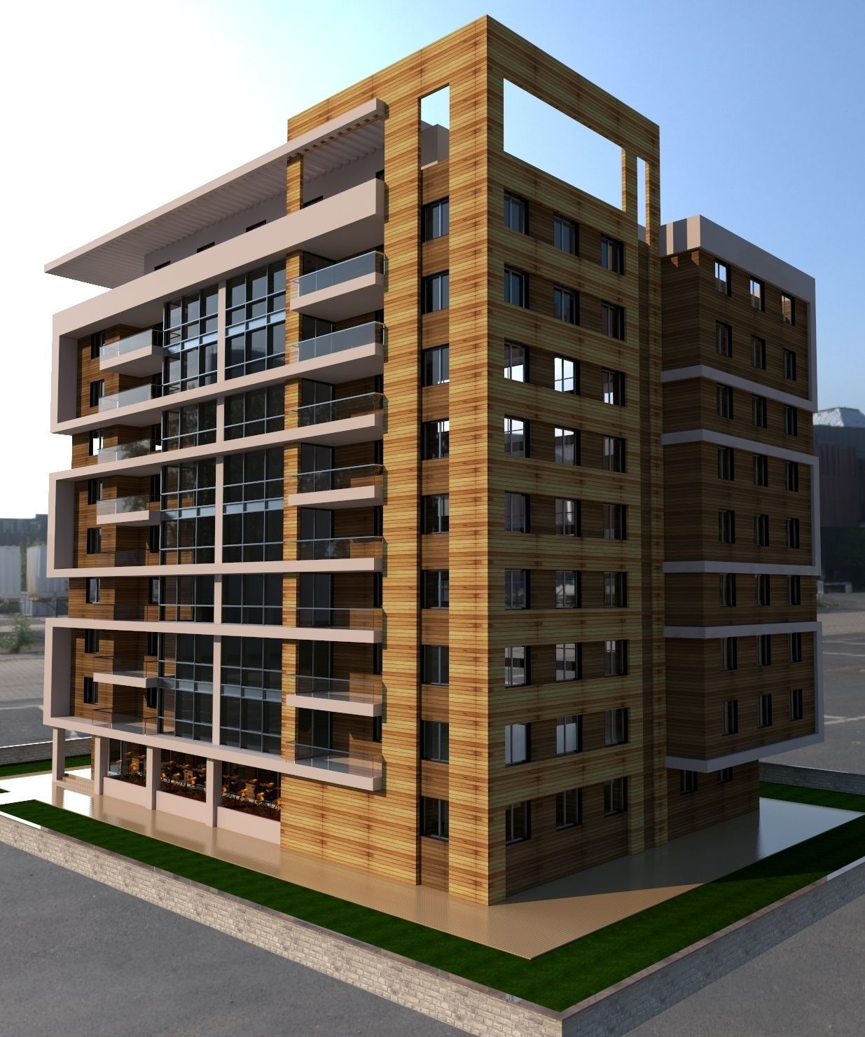 APARTMENT modern building Free 3D model_1
