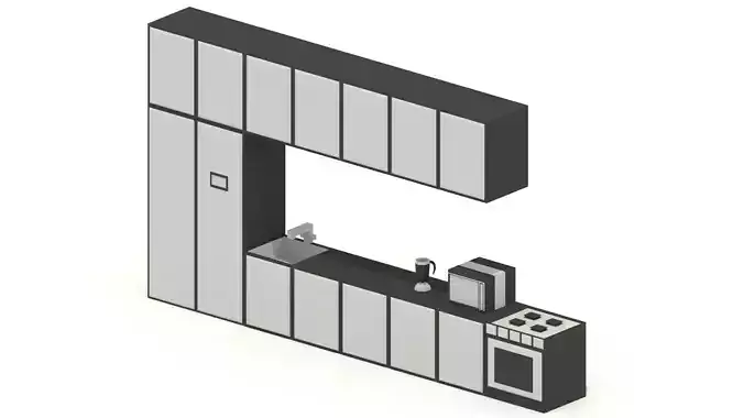 Modern minimalist kitchen assets