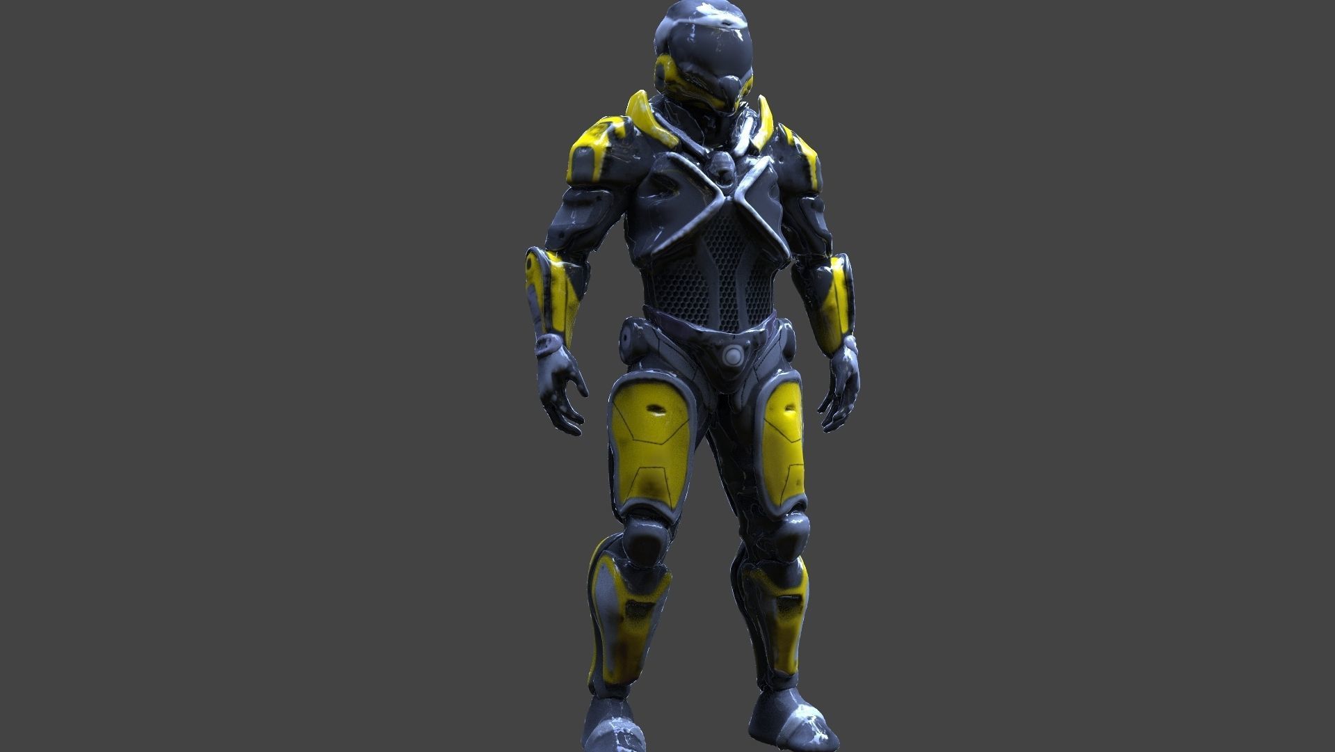 Cyborg suit Low-poly 3D model_7