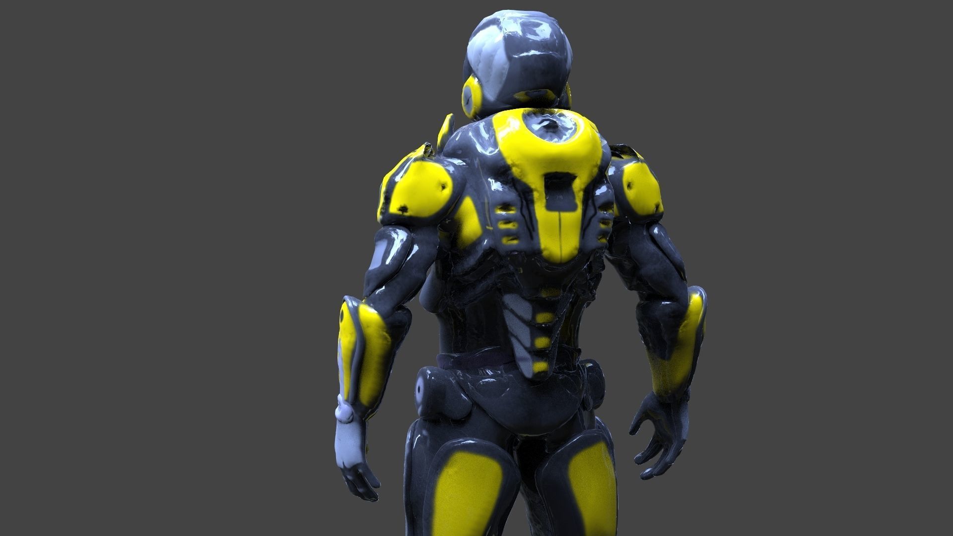 Cyborg suit Low-poly 3D model_3