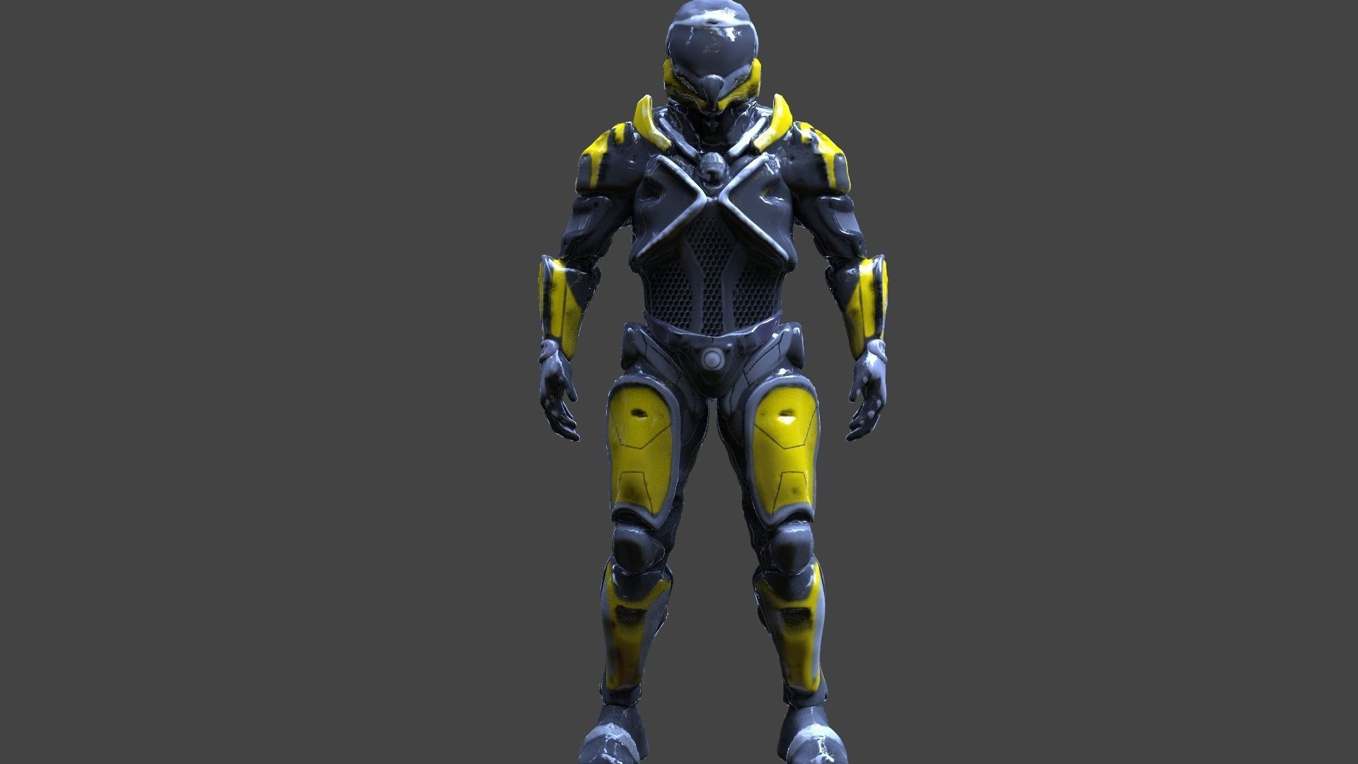 Cyborg suit Low-poly 3D model_4