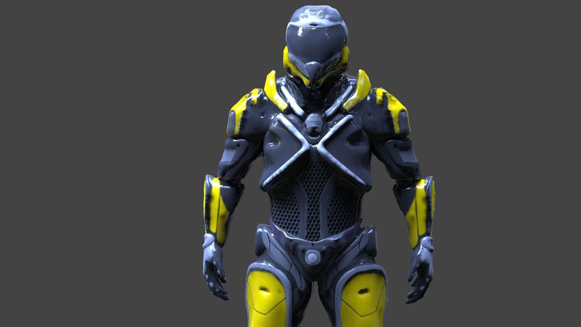 Cyborg suit Low-poly 3D model_1