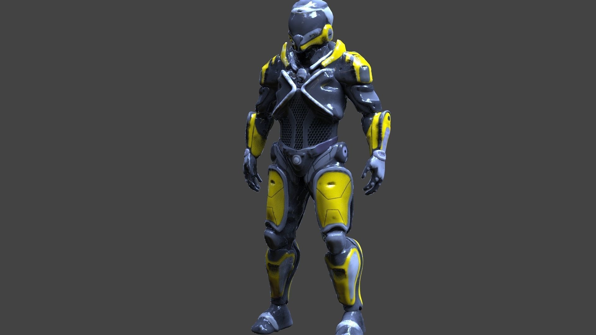 Cyborg suit Low-poly 3D model_5