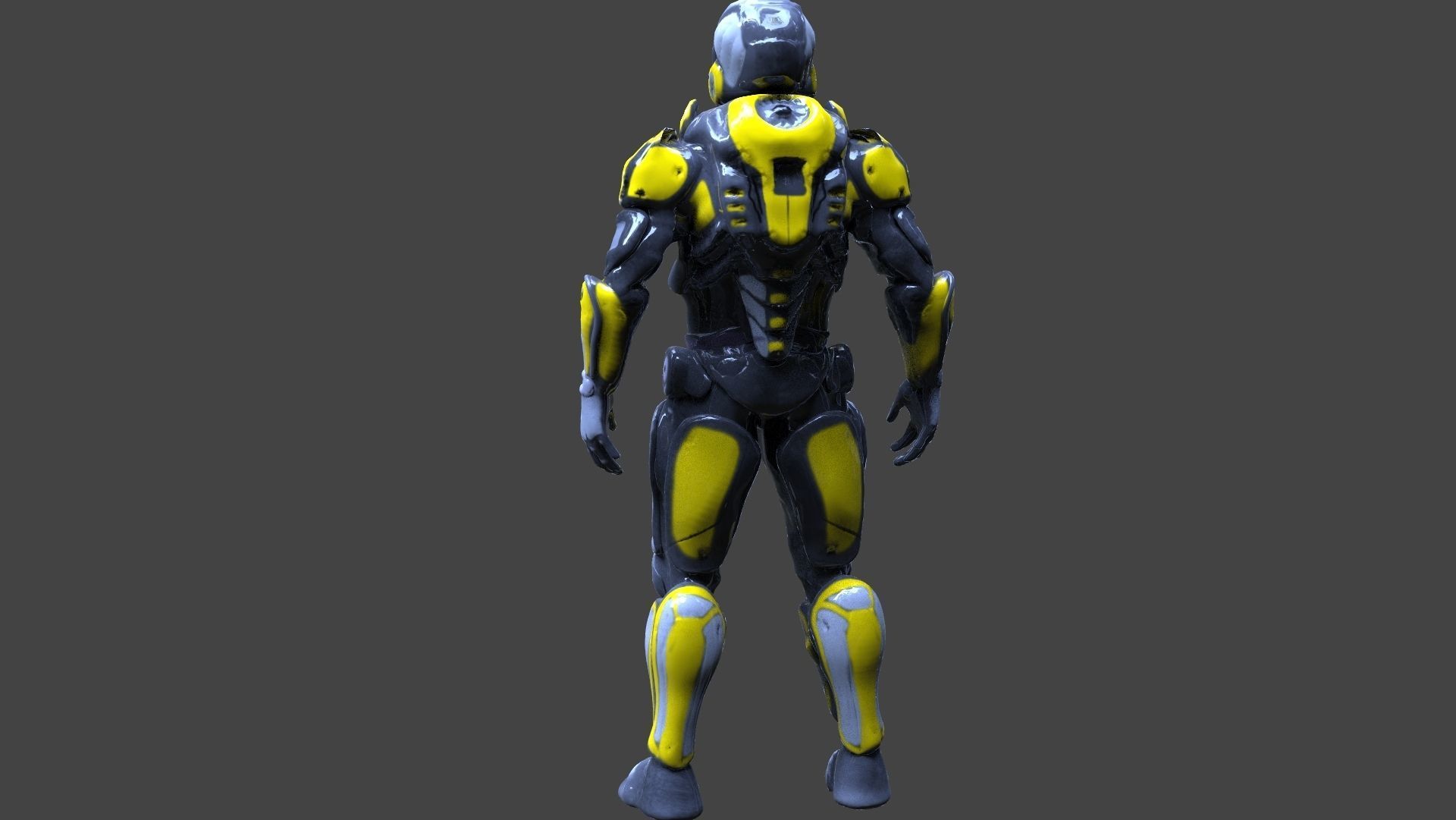 Cyborg suit Low-poly 3D model_6